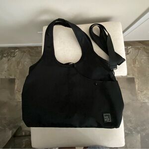 IHKWIP black nylon tote with extra crossbody strap.